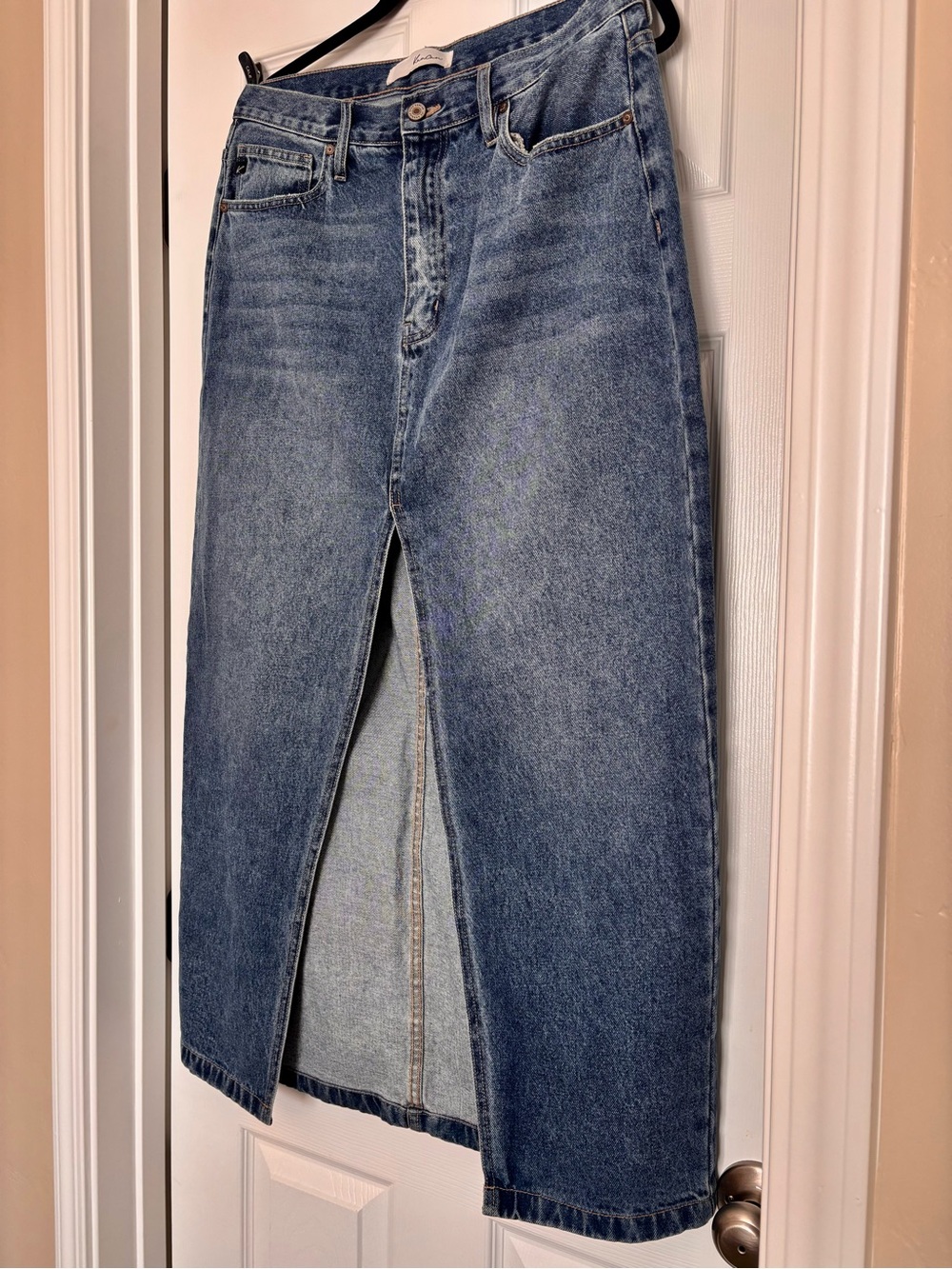 KanCan Blue Denim Pencil Skirt with Front Slit - Women Jeans